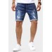 Dark Blue Slim-fit Distressed Men's Denim Shorts