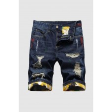 Men's Splash Ink Ripped Denim Shorts