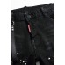 Black Button Fly Slim-fit Distressed Men's Jeans