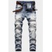 Wash Patchwork Slim-fit Distressed Men's Jeans