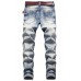 Wash Patchwork Slim-fit Distressed Men's Jeans