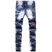 Men's Washed Indian Pattern Embroidery Slim-fit Jeans