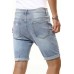 Sky Blue Graphic Print Rolled Hem Ripped Men's Denim Shorts