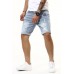 Sky Blue Graphic Print Rolled Hem Ripped Men's Denim Shorts