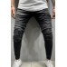 Black Pleated Distressed Skinny Men's Jeans