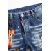 Men's Badge Pattern Patchwork Paint Splash Slim-fit Jeans