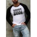 Black Men's Letter Print Raglan Long Sleeve Slim-fit Top