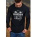 Black COWBOY Take Me Away Pleated Men's Long Sleeve Top