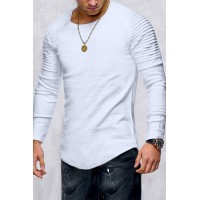 White Slim Fit Rib Raglan Sleeve Men's Top