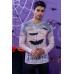 Men's Halloween Bat Print Long Sleeve Knit T-shirt