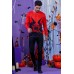 Men's Halloween Miko Print Long Sleeve Knit T-shirt