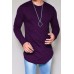 Men's Solid Color Rounded Hem Long Sleeve T-shirt