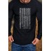 Pleated Long Sleeve Letter US Flag Print Men's Graphic T-shirt