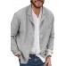 Gray Button-up Lapel Collar Long Sleeve Men's Shirt