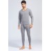 Gray Men's Plus Velvet Thick Thermal Underwear Suit