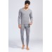 Gray Men's Plus Velvet Thick Thermal Underwear Suit