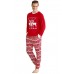 Men Red Xmas Pattern Long Sleeve Loungwear Set