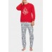 Men Red And Grey Color Xmas Loungwear Set