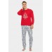 Men Red And Grey Color Xmas Loungwear Set