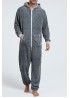 Grey Men Fleece Jumpsuit Loungewear