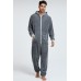 Grey Men Fleece Jumpsuit Loungewear