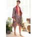 Red Men's Vintage Print Satin Kimono Bathrobe Set