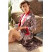 Red Men's Vintage Print Satin Kimono Bathrobe Set