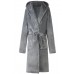 Gray Plush Lace-up Thick Hooded Men's Teddy Robe