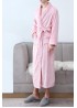 Pink Fleece Pocketed Men Nightgown with Sash