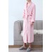 Pink Fleece Pocketed Men Nightgown with Sash