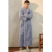 Blue Men's Thick Fleece Kimono Nightgown