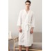 White Waffle Texture Men Robe with Belt