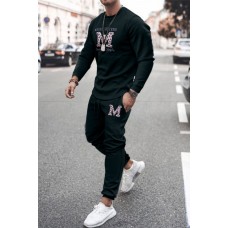 Black Two-piece Men's Pullover and Joggers Set