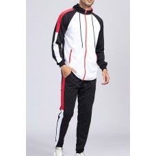 Men's Hooded Color Block Sweatshirt Sports Suit