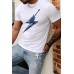 White Guitar Lightning Bolt Print Men's Graphic T-shirt