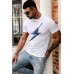 White Guitar Lightning Bolt Print Men's Graphic T-shirt