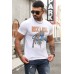 White ROCK ROLL Leopard Print Slim-fit Men's T-shirt