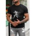 Black Soccer Graphic Print Crew Neck Short Sleeve T Shirt