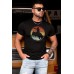 Black Men's Western Cowboy Graphic Print Short Sleeve T Shirt