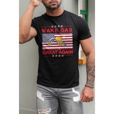 Black MAKE GAS GREAT AGAIN US Flag Graphic Print Men's T Shirt