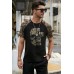 Black Camo Skull Letter Printed Raglan Sleeve Men's T Shirt