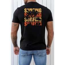 Black SURFING Plant Graphic Print Muscle Fit Men's Graphic Tee