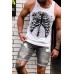 White Skeleton Print Round Neck Men's Tank Top