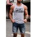 Gray Headphone Letter Print O-neck Men's Graphic Tank Top