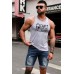 Gray Headphone Letter Print O-neck Men's Graphic Tank Top